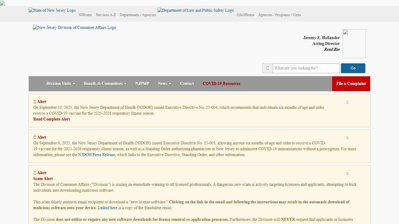 NJ Division of Consumer Affairs - State Board of Medical Examiners