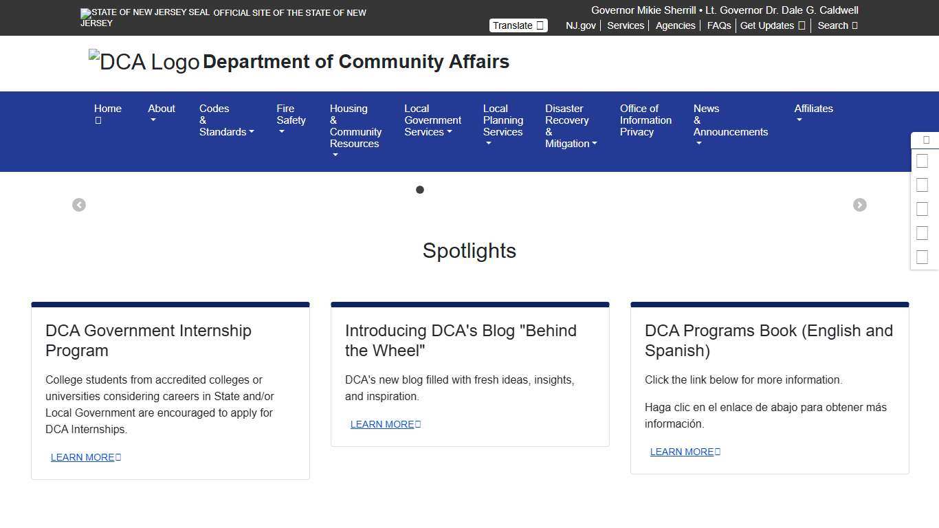 New Jersey Department of Community Affairs Home Page