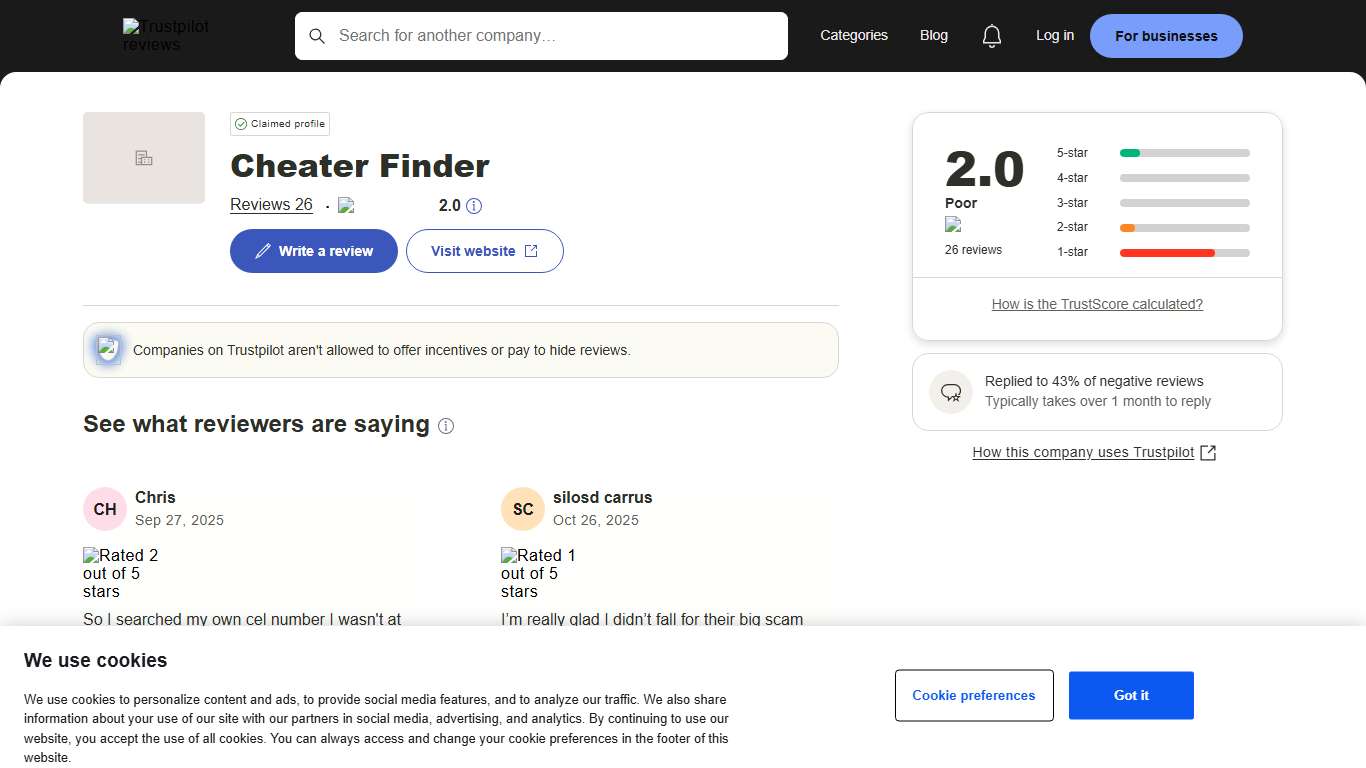 Cheater Finder Reviews Read Customer Service Reviews of cheater-finder.net
